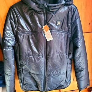 NWT Flexwarm Women's Black Heating Hooded Puffer Jacket Size Large